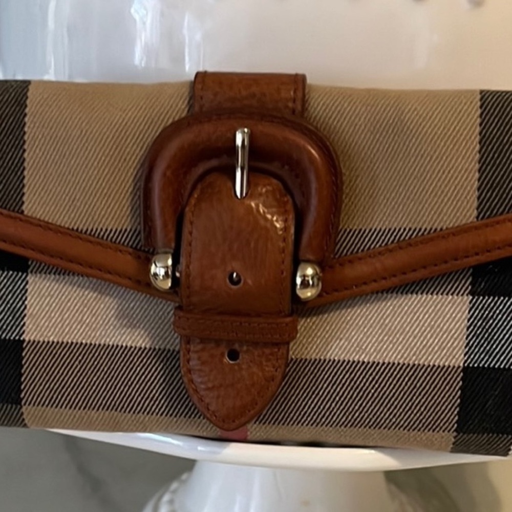 Burberry Black and Tan Plaid Belt